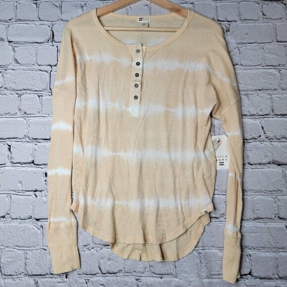BillaBong Any Day Thermal Long Sleeve T-Shirt Peach Cream NWT Juniors Size L - Picture 1 of 12